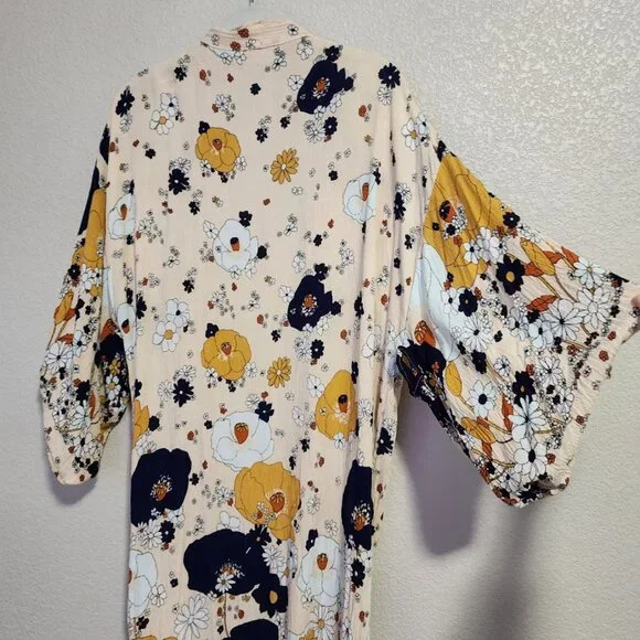 FREE PEOPLE Hidden Hills Maxi Duster Kimono Cardigan Floral Ivory - Picture 5 of 8